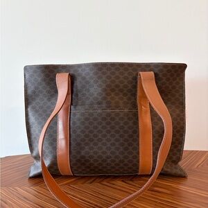 Celine Brown and Tan Monogram Tote